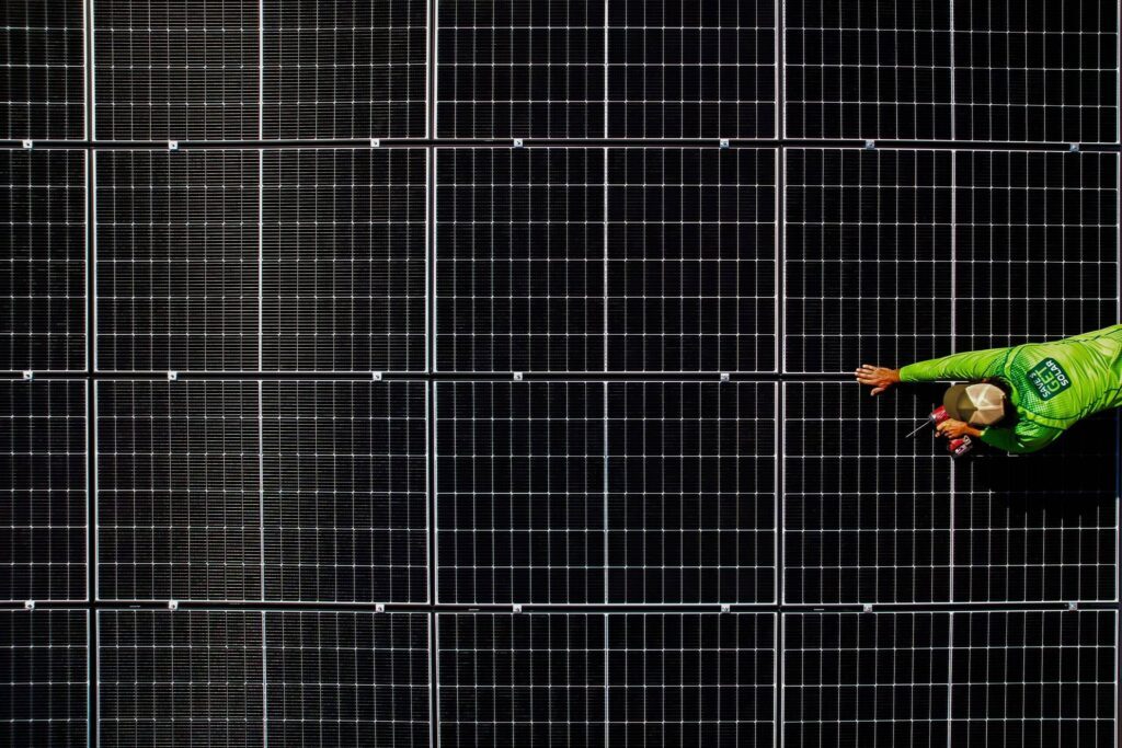 Roof solar panel from the top