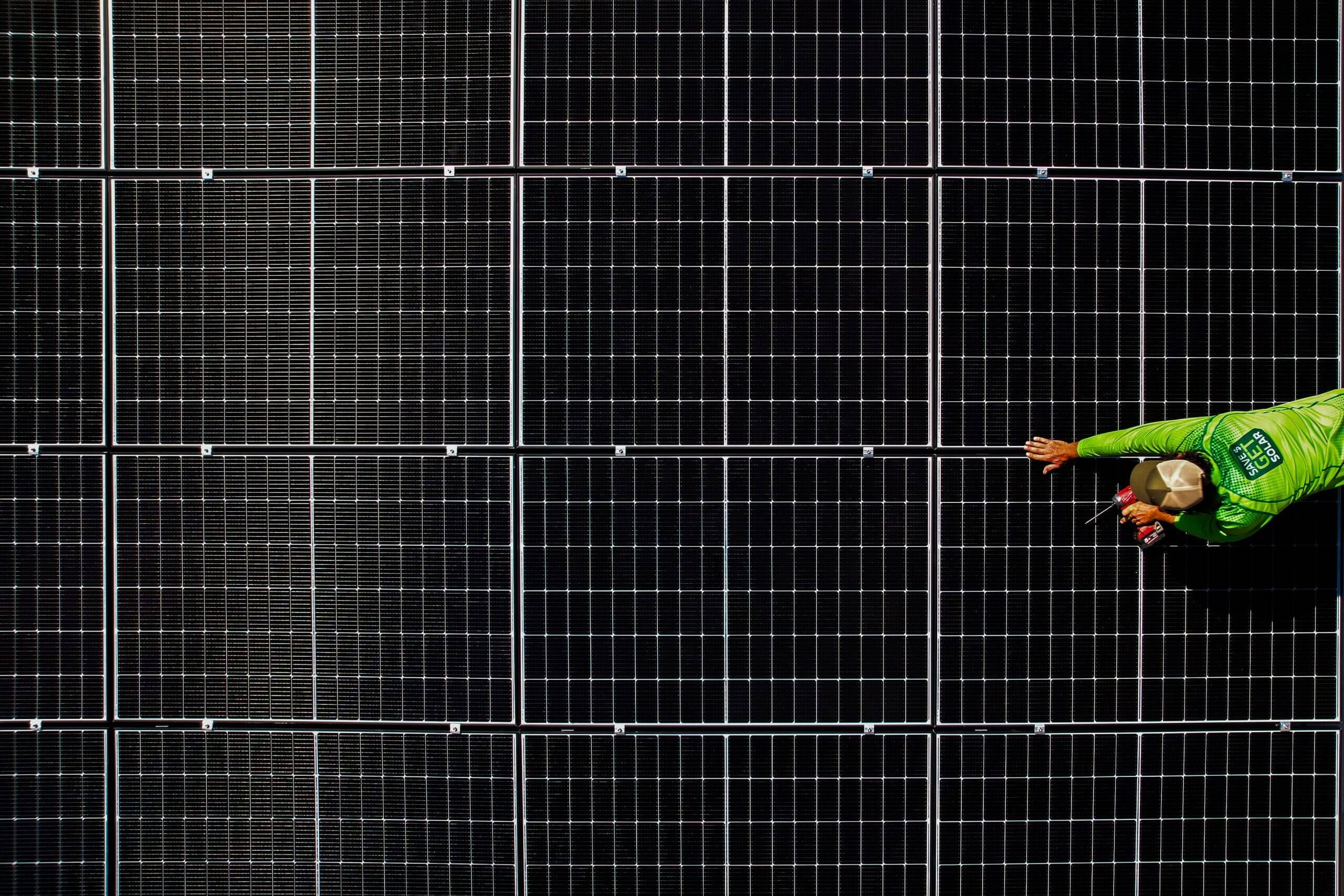 Roof solar panel from the top